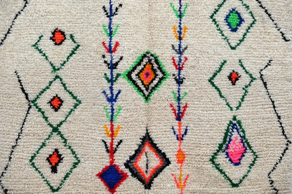 Beige colorful geometric moroccan handmade azilal rug bedroom decor