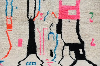 Handmade moroccan azilal beige geometric rug living room decor