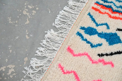 Handmade moroccan azilal beige geometric rug living room decor