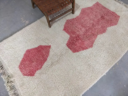 Beige & red moroccan handmade azilal rug living room decor