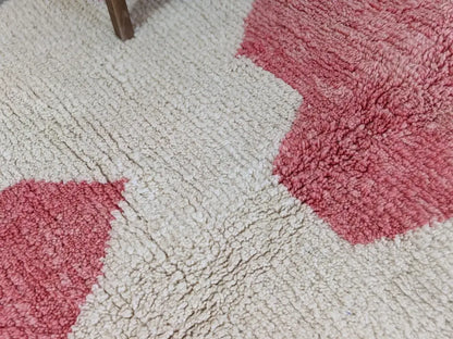 Beige & red moroccan handmade azilal rug living room decor