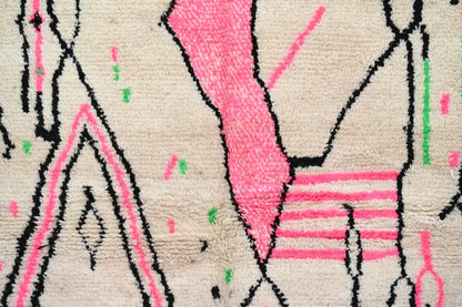 Beige and pink moroccan handmade azilal rug bedroom decor