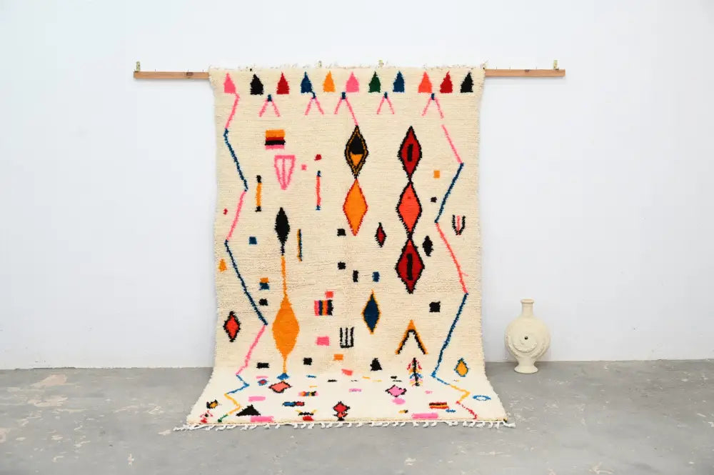 Handmade traditional azilal colorful rug bedroom geometric decor