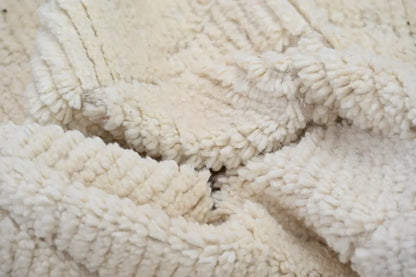 Handmade moroccan azilal cream wool diamond rug for living room