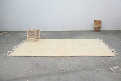 Handmade moroccan azilal cream wool diamond rug for living room