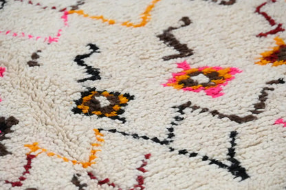 Handmade moroccan azilal rug beige geometric bedroom carpet