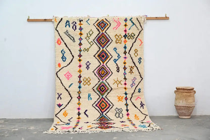 Handmade traditional azilal rug multi color living room decor
