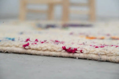 Beige & purple moroccan handmade azilal rug living room decor
