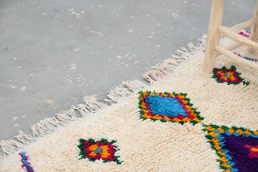 Beige & purple moroccan handmade azilal rug living room decor