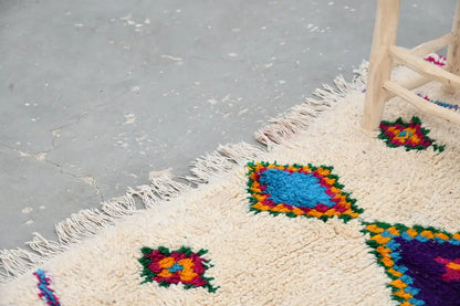 Beige & purple moroccan handmade azilal rug living room decor