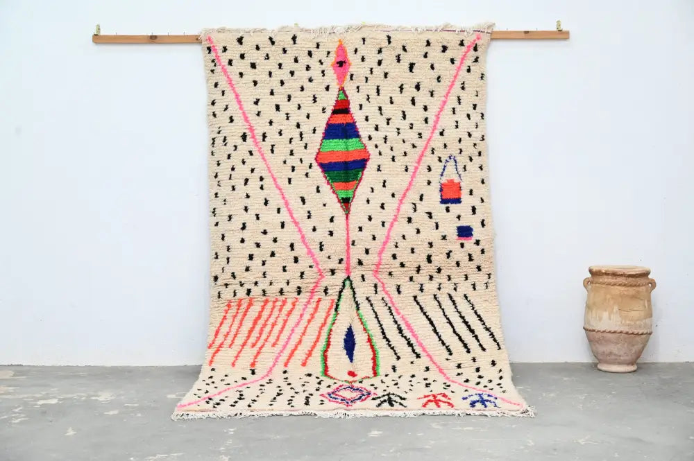Handmade traditional azilal colorful rug living room decor