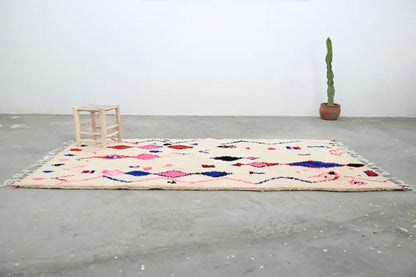 Beige geometric moroccan handmade azilal rug bedroom decor