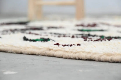 Beige azilal rug with black & green accents – living room moroccan handmade