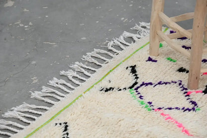 Handmade moroccan azilal rug beige geometric living room decor