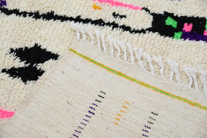 Handmade moroccan azilal rug beige geometric living room decor