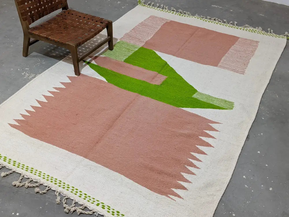Moroccan handmade beige azilal rug living room woven wall hanging