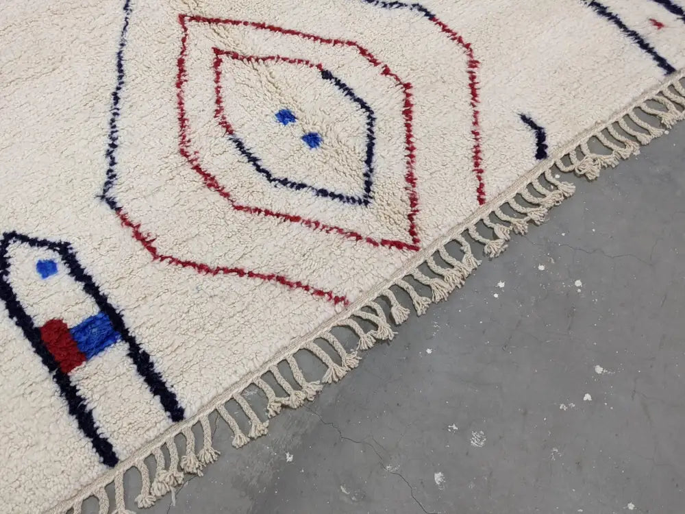 Handmade cream geometric azilal rug bedroom moroccan traditional carpet