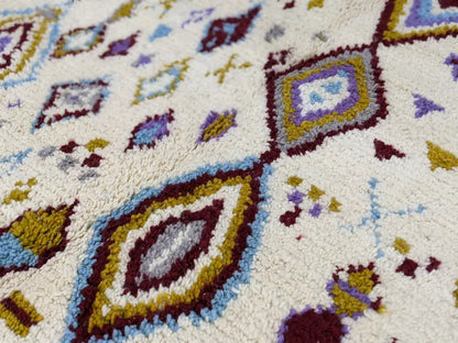 Beige geometric moroccan handmade azilal rug bedroom decor