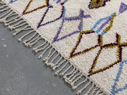 Beige geometric moroccan handmade azilal rug bedroom decor