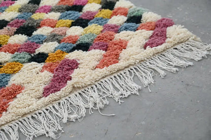 Traditional azilal rug multicolor geometric bedroom carpet