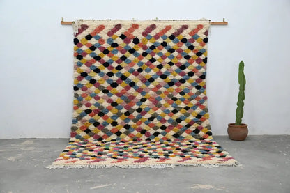 Traditional azilal rug multicolor geometric bedroom carpet