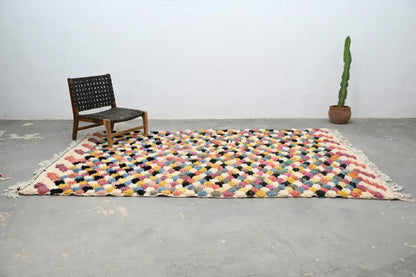 Traditional azilal rug multicolor geometric bedroom carpet