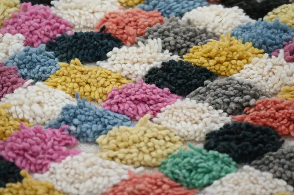 Traditional azilal rug multicolor geometric bedroom carpet