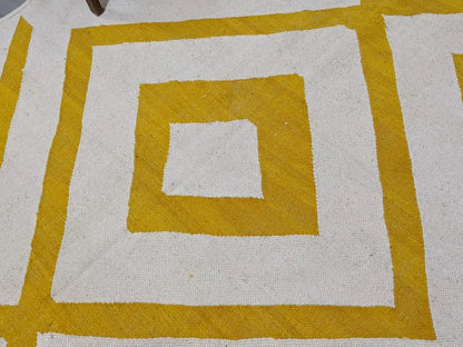 Handmade moroccan azilal rug cream & yellow living room decor