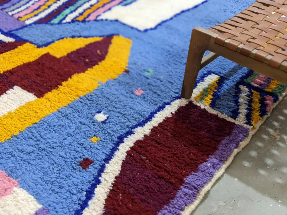 Handmade traditional azilal rug multi color wool living room decor