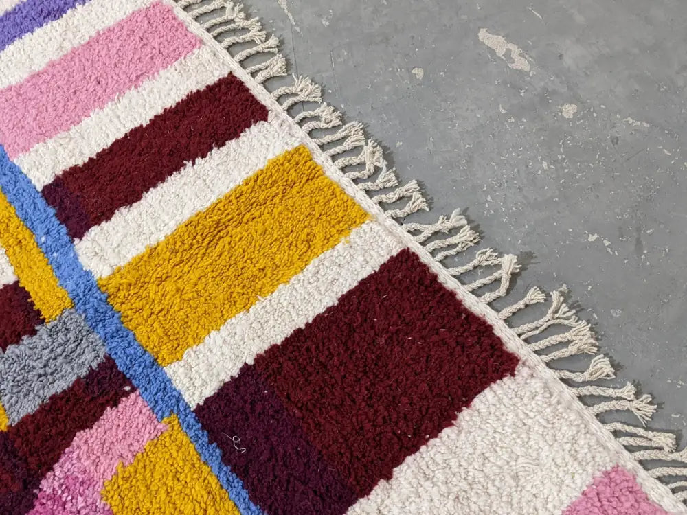 Handmade traditional azilal rug multi color wool living room decor