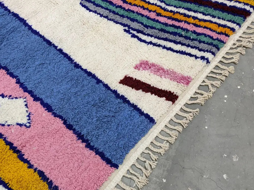 Handmade traditional azilal rug multi color wool living room decor