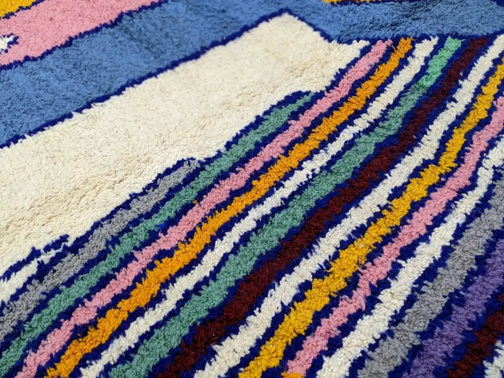 Handmade traditional azilal rug multi color wool living room decor