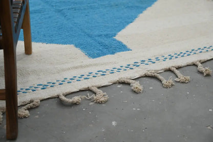 Handmade traditional azilal beige and turquoise rug living room decor
