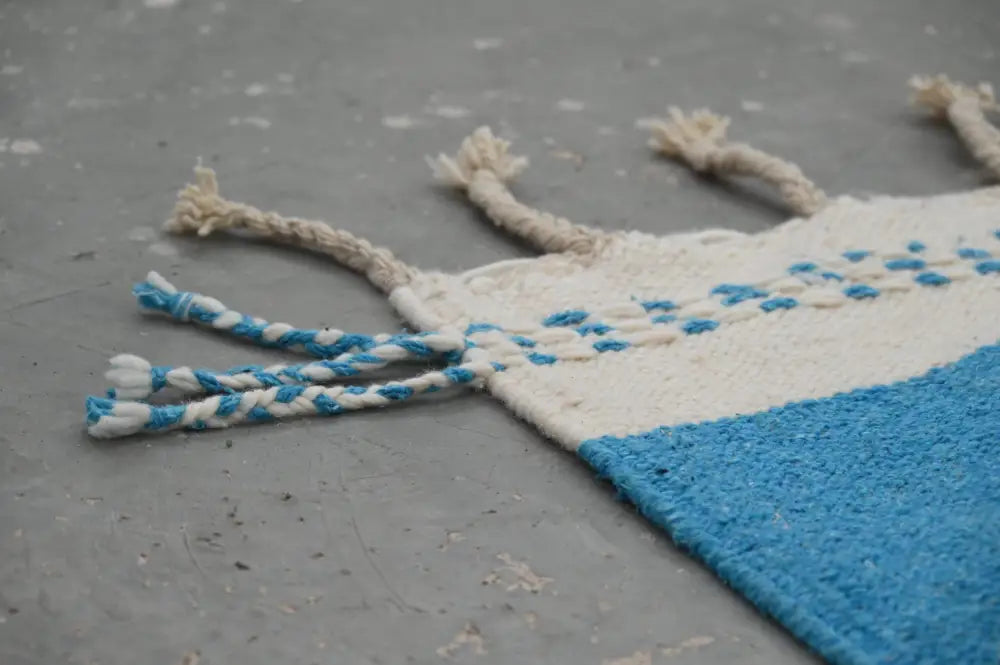 Handmade traditional azilal beige and turquoise rug living room decor