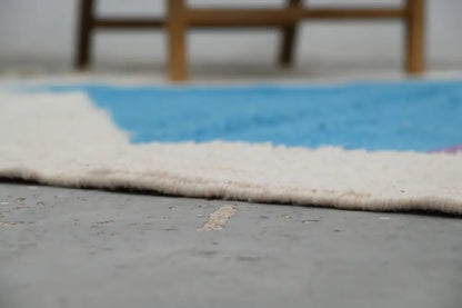Handmade traditional azilal beige and turquoise rug living room decor