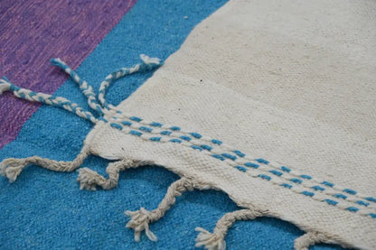 Handmade traditional azilal beige and turquoise rug living room decor