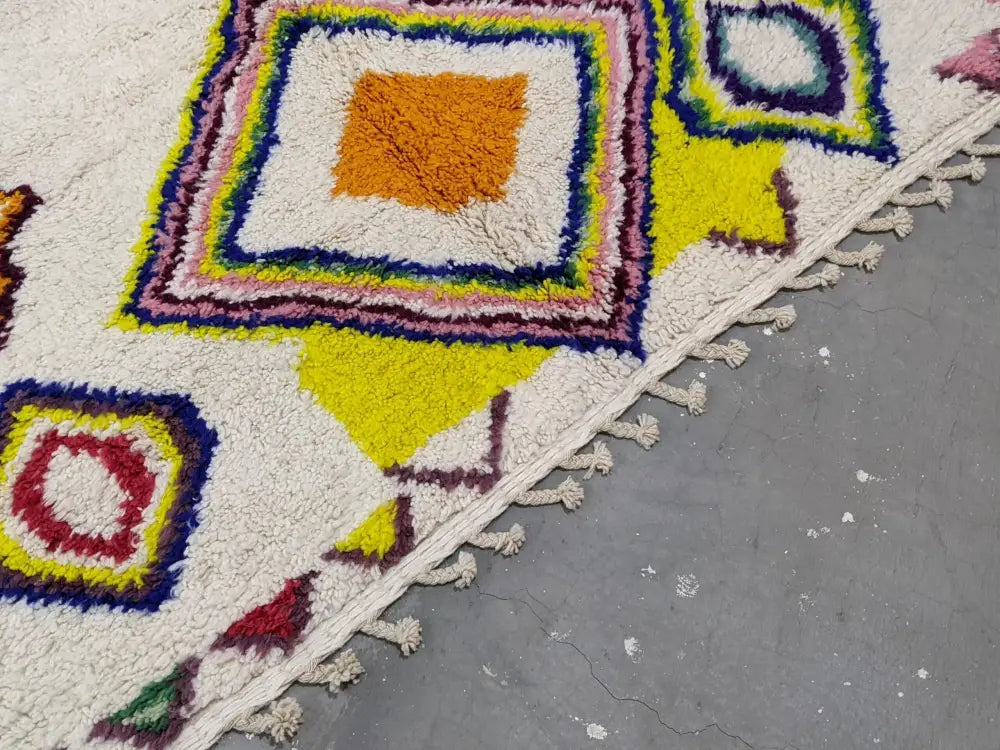 Handmade colorful geometric azilal rug bedroom moroccan decor