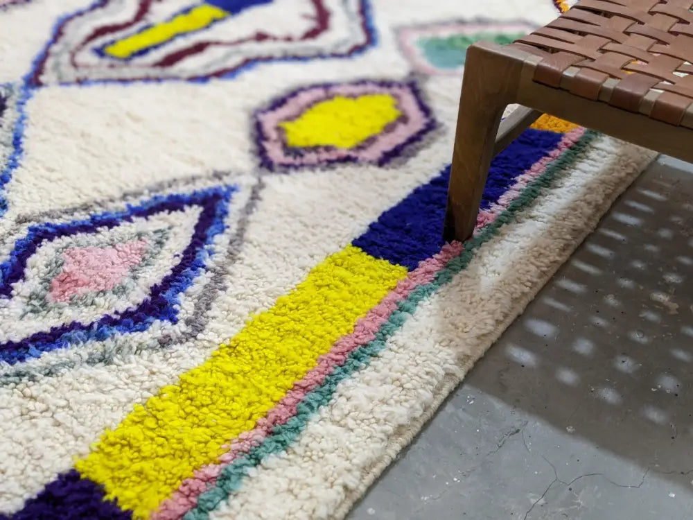 Handmade colorful geometric azilal rug bedroom moroccan decor