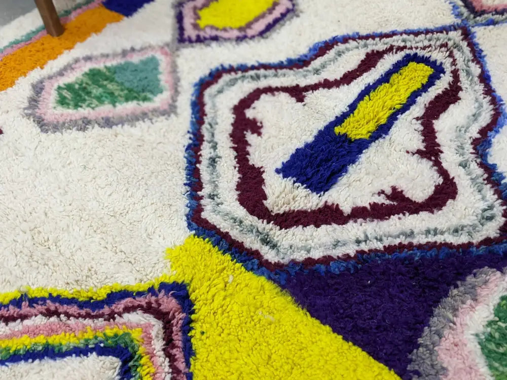 Handmade colorful geometric azilal rug bedroom moroccan decor