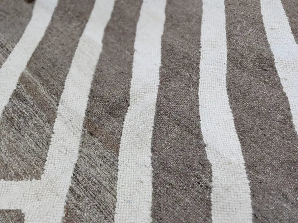Traditional moroccan handmade brown & cream azilal rug living room