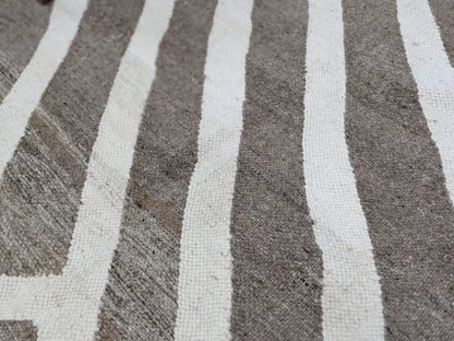 Traditional moroccan handmade brown & cream azilal rug living room
