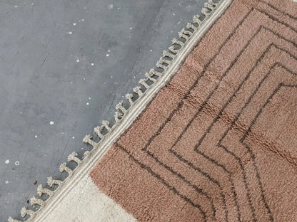 Traditional beige & blue azilal rug – living room moroccan handmade wool