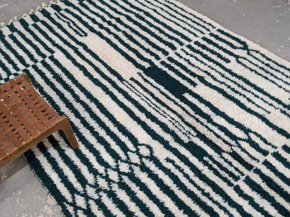 Handmade moroccan azilal rug black & cream living room wool carpet