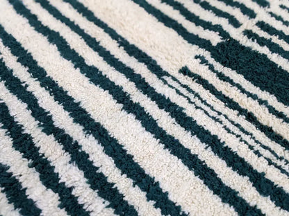 Handmade moroccan azilal rug black & cream living room wool carpet