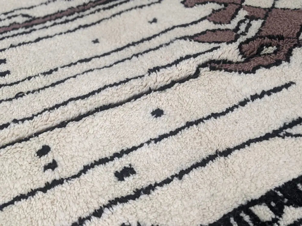 Beige & brown moroccan handmade azilal rug living room decor