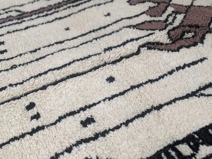 Beige & brown moroccan handmade azilal rug living room decor