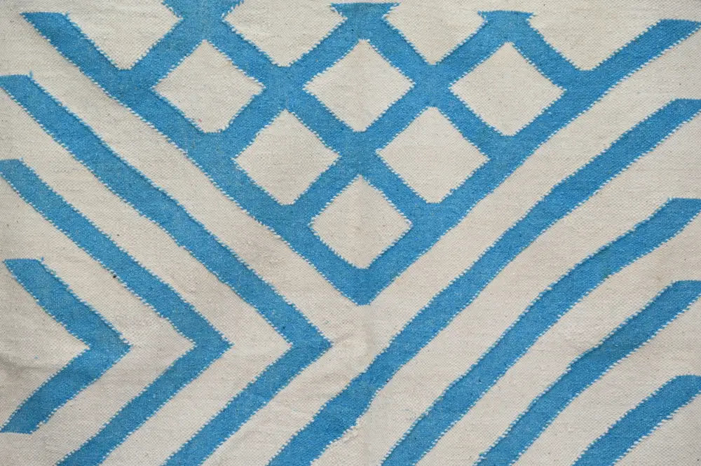 Beige & blue moroccan handmade azilal rug living room decor