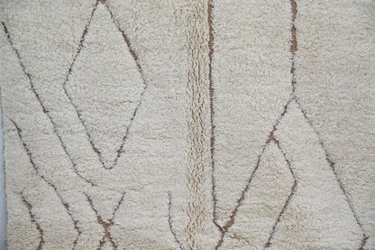 Handmade moroccan beni ouarain rug cream & beige living room carpet