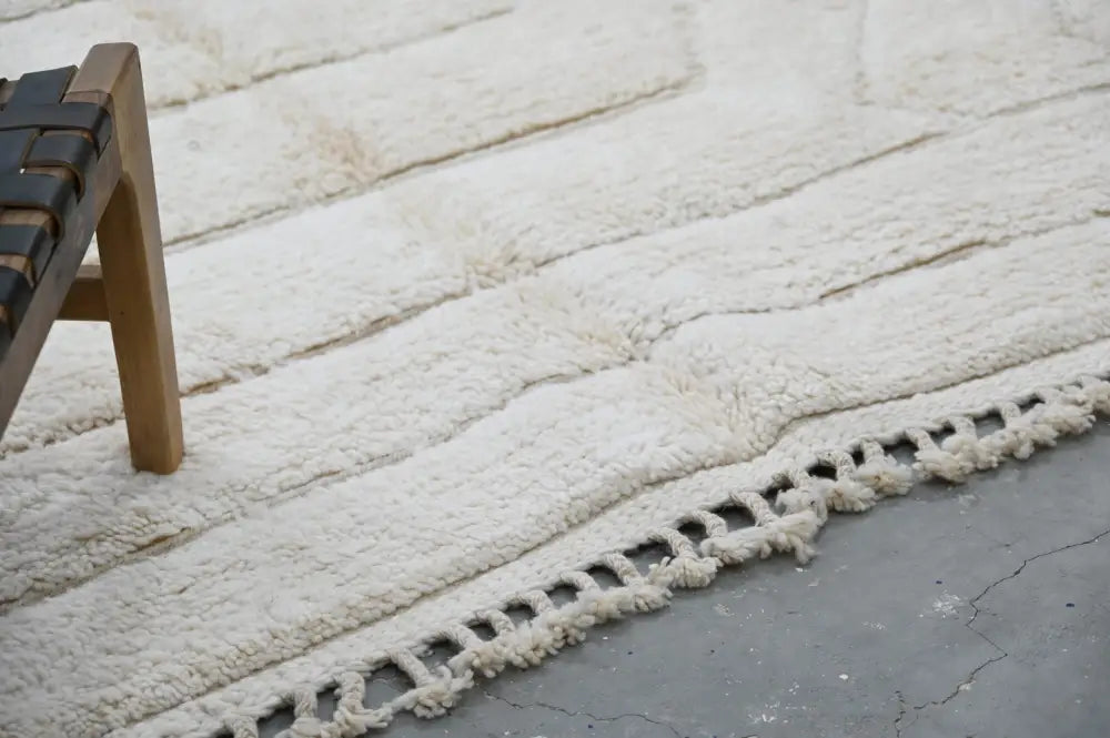 Handmade cream beni ouarain rug geometric living room decor