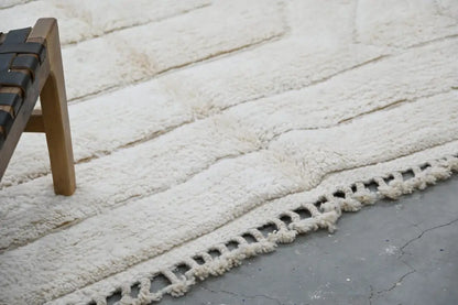 Handmade cream beni ouarain rug geometric living room decor